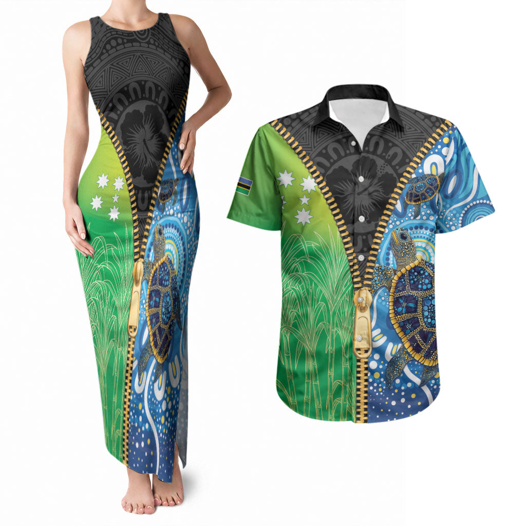 Australian South Sea Islanders National Recognition Day Couples Matching Tank Maxi Dress and Hawaiian Shirt Aussie Sugar Cane Turtle Aboriginal Style