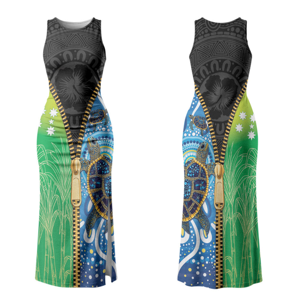 Australian South Sea Islanders National Recognition Day Couples Matching Tank Maxi Dress and Hawaiian Shirt Aussie Sugar Cane Turtle Aboriginal Style