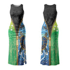 Australian South Sea Islanders National Recognition Day Couples Matching Tank Maxi Dress and Long Sleeve Button Shirt Aussie Sugar Cane Turtle Aboriginal Style