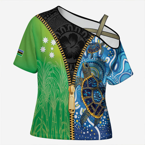 Australian South Sea Islanders National Recognition Day Cross Shoulder Shirt Aussie Sugar Cane Turtle Aboriginal Style