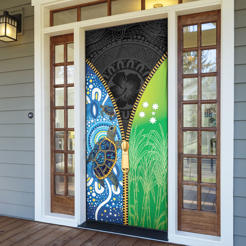 Australian South Sea Islanders National Recognition Day Door Cover Aussie Sugar Cane Turtle Aboriginal Style
