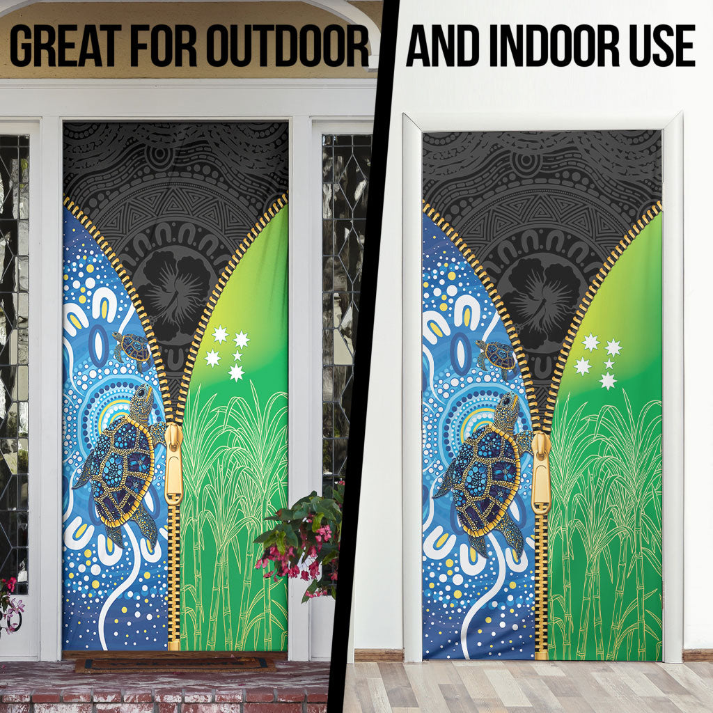 Australian South Sea Islanders National Recognition Day Door Cover Aussie Sugar Cane Turtle Aboriginal Style