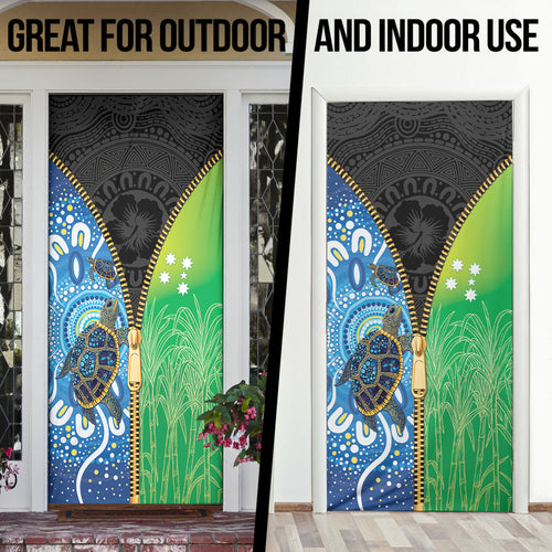 Australian South Sea Islanders National Recognition Day Door Cover Aussie Sugar Cane Turtle Aboriginal Style
