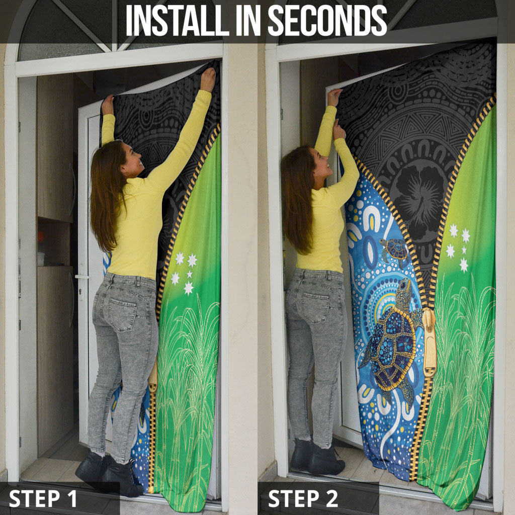 Australian South Sea Islanders National Recognition Day Door Cover Aussie Sugar Cane Turtle Aboriginal Style