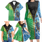 Australian South Sea Islanders National Recognition Day Family Matching Long Sleeve Bodycon Dress and Hawaiian Shirt Aussie Sugar Cane Turtle Aboriginal Style