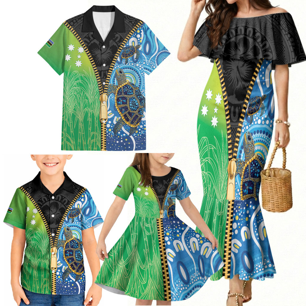 Australian South Sea Islanders National Recognition Day Family Matching Mermaid Dress and Hawaiian Shirt Aussie Sugar Cane Turtle Aboriginal Style