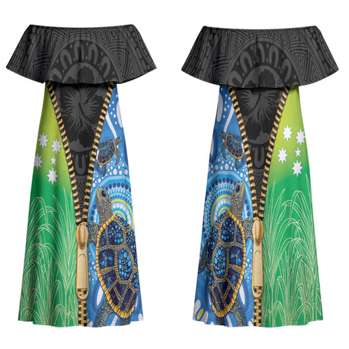 Australian South Sea Islanders National Recognition Day Family Matching Off Shoulder Maxi Dress and Hawaiian Shirt Aussie Sugar Cane Turtle Aboriginal Style