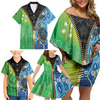 Australian South Sea Islanders National Recognition Day Family Matching Off Shoulder Short Dress and Hawaiian Shirt Aussie Sugar Cane Turtle Aboriginal Style