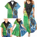 Australian South Sea Islanders National Recognition Day Family Matching Summer Maxi Dress and Hawaiian Shirt Aussie Sugar Cane Turtle Aboriginal Style