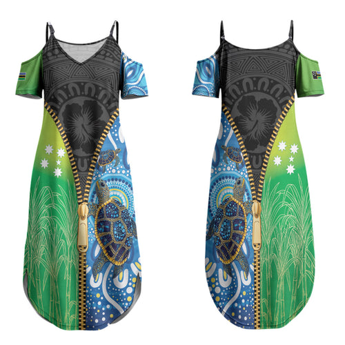 Australian South Sea Islanders National Recognition Day Family Matching Summer Maxi Dress and Hawaiian Shirt Aussie Sugar Cane Turtle Aboriginal Style