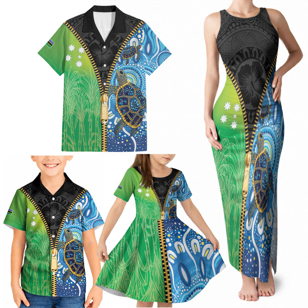 Australian South Sea Islanders National Recognition Day Family Matching Tank Maxi Dress and Hawaiian Shirt Aussie Sugar Cane Turtle Aboriginal Style
