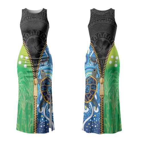 Australian South Sea Islanders National Recognition Day Family Matching Tank Maxi Dress and Hawaiian Shirt Aussie Sugar Cane Turtle Aboriginal Style