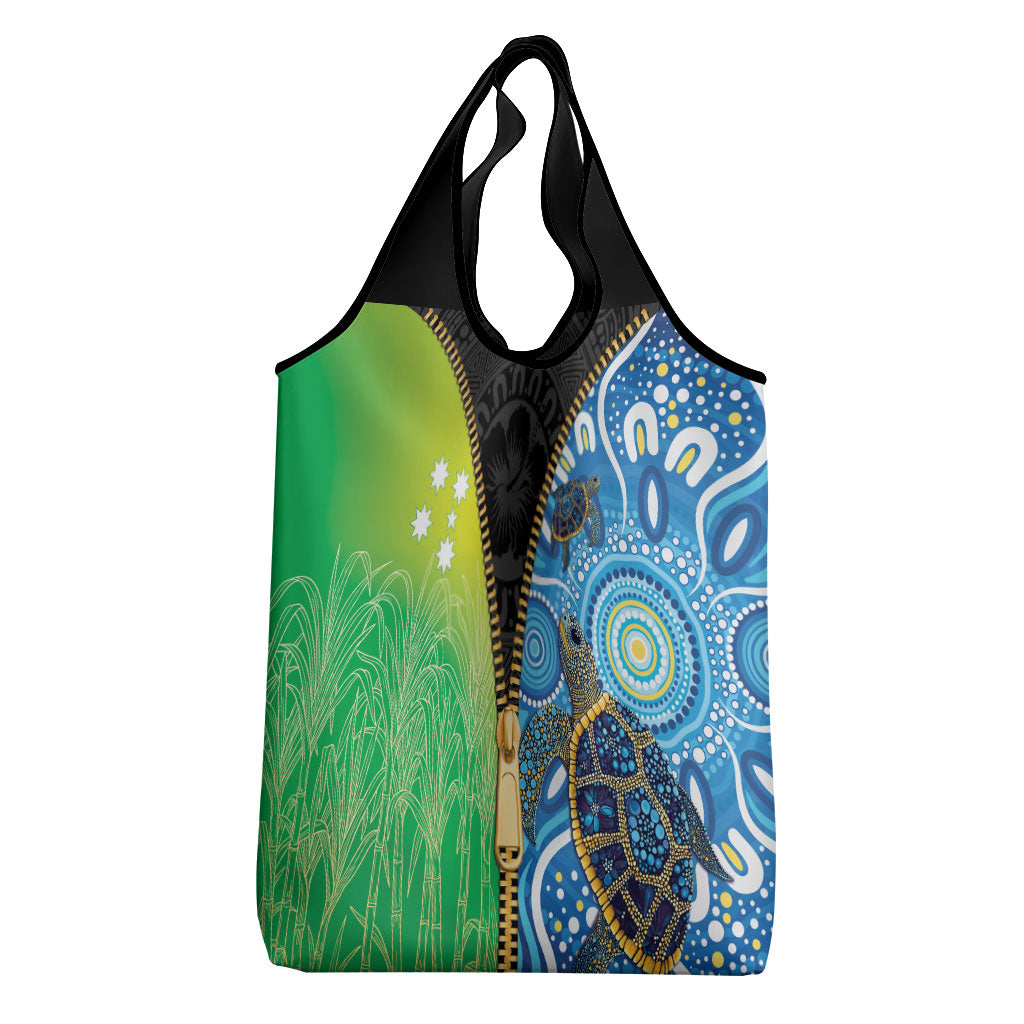 Australian South Sea Islanders National Recognition Day Grocery Bag Aussie Sugar Cane Turtle Aboriginal Style