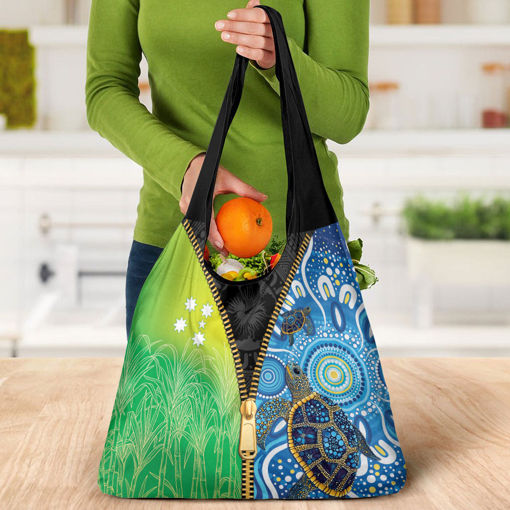 Australian South Sea Islanders National Recognition Day Grocery Bag Aussie Sugar Cane Turtle Aboriginal Style