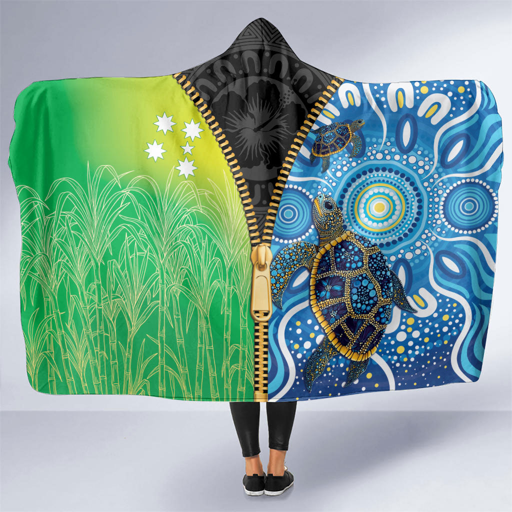 Australian South Sea Islanders National Recognition Day Hooded Blanket Aussie Sugar Cane Turtle Aboriginal Style