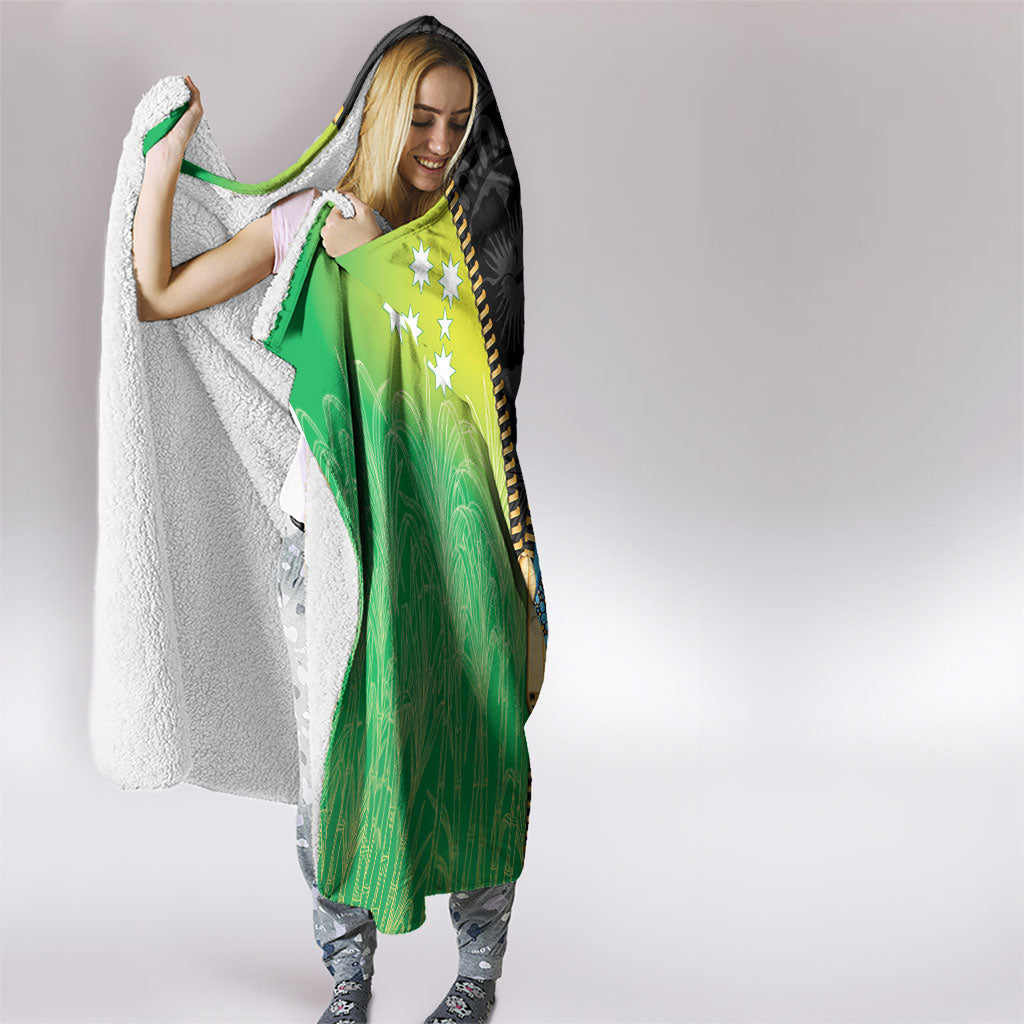 Australian South Sea Islanders National Recognition Day Hooded Blanket Aussie Sugar Cane Turtle Aboriginal Style