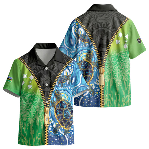 Australian South Sea Islanders National Recognition Day Kid Hawaiian Shirt Aussie Sugar Cane Turtle Aboriginal Style