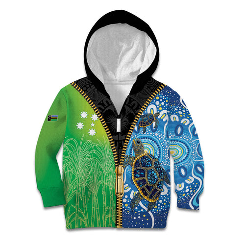 Australian South Sea Islanders National Recognition Day Kid Hoodie Aussie Sugar Cane Turtle Aboriginal Style