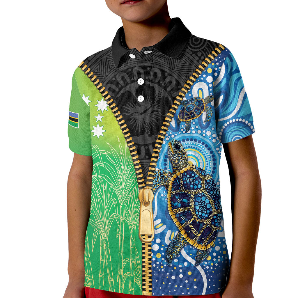 Australian South Sea Islanders National Recognition Day Kid Polo Shirt Aussie Sugar Cane Turtle Aboriginal Style