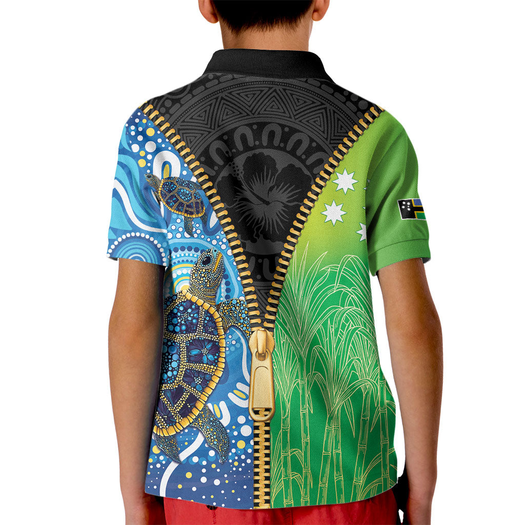 Australian South Sea Islanders National Recognition Day Kid Polo Shirt Aussie Sugar Cane Turtle Aboriginal Style