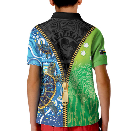 Australian South Sea Islanders National Recognition Day Kid Polo Shirt Aussie Sugar Cane Turtle Aboriginal Style