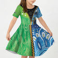 Australian South Sea Islanders National Recognition Day Kid Short Sleeve Dress Aussie Sugar Cane Turtle Aboriginal Style