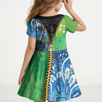 Australian South Sea Islanders National Recognition Day Kid Short Sleeve Dress Aussie Sugar Cane Turtle Aboriginal Style