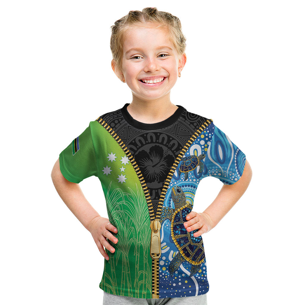 Australian South Sea Islanders National Recognition Day Kid T Shirt Aussie Sugar Cane Turtle Aboriginal Style