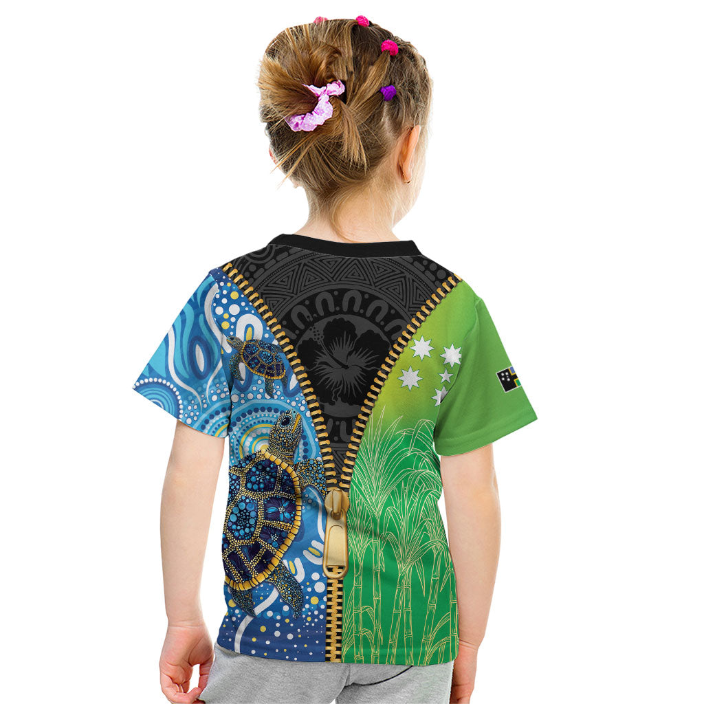 Australian South Sea Islanders National Recognition Day Kid T Shirt Aussie Sugar Cane Turtle Aboriginal Style
