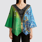 Australian South Sea Islanders National Recognition Day Kimono Sleeve Blouse Aussie Sugar Cane Turtle Aboriginal Style