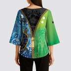 Australian South Sea Islanders National Recognition Day Kimono Sleeve Blouse Aussie Sugar Cane Turtle Aboriginal Style