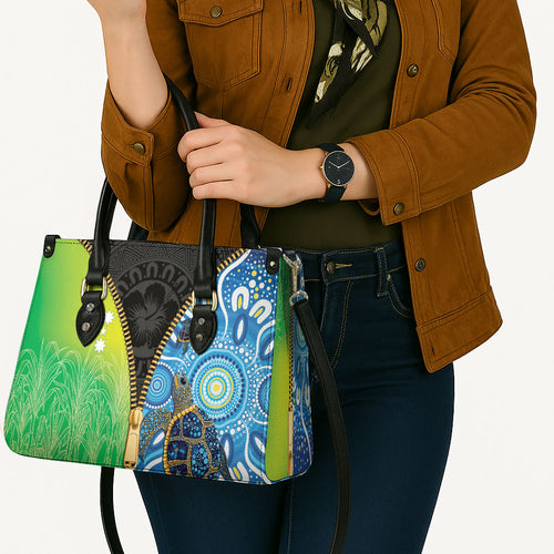Australian South Sea Islanders National Recognition Day Leather Bag Aussie Sugar Cane Turtle Aboriginal Style