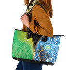 Australian South Sea Islanders National Recognition Day Leather Tote Bag Aussie Sugar Cane Turtle Aboriginal Style