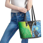 Australian South Sea Islanders National Recognition Day Leather Tote Bag Aussie Sugar Cane Turtle Aboriginal Style