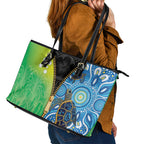 Australian South Sea Islanders National Recognition Day Leather Tote Bag Aussie Sugar Cane Turtle Aboriginal Style