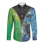 Australian South Sea Islanders National Recognition Day Long Sleeve Button Shirt Aussie Sugar Cane Turtle Aboriginal Style