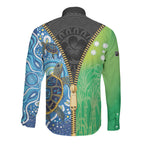 Australian South Sea Islanders National Recognition Day Long Sleeve Button Shirt Aussie Sugar Cane Turtle Aboriginal Style