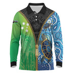 Australian South Sea Islanders National Recognition Day Long Sleeve Polo Shirt Aussie Sugar Cane Turtle Aboriginal Style