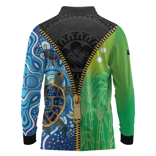 Australian South Sea Islanders National Recognition Day Long Sleeve Polo Shirt Aussie Sugar Cane Turtle Aboriginal Style