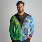 Australian South Sea Islanders National Recognition Day Long Sleeve Polo Shirt Aussie Sugar Cane Turtle Aboriginal Style
