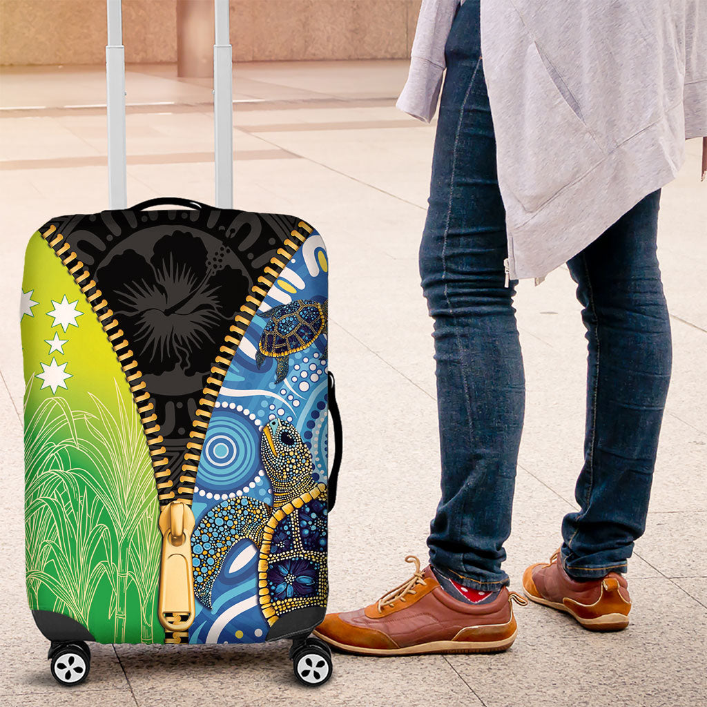 Australian South Sea Islanders National Recognition Day Luggage Cover Aussie Sugar Cane Turtle Aboriginal Style