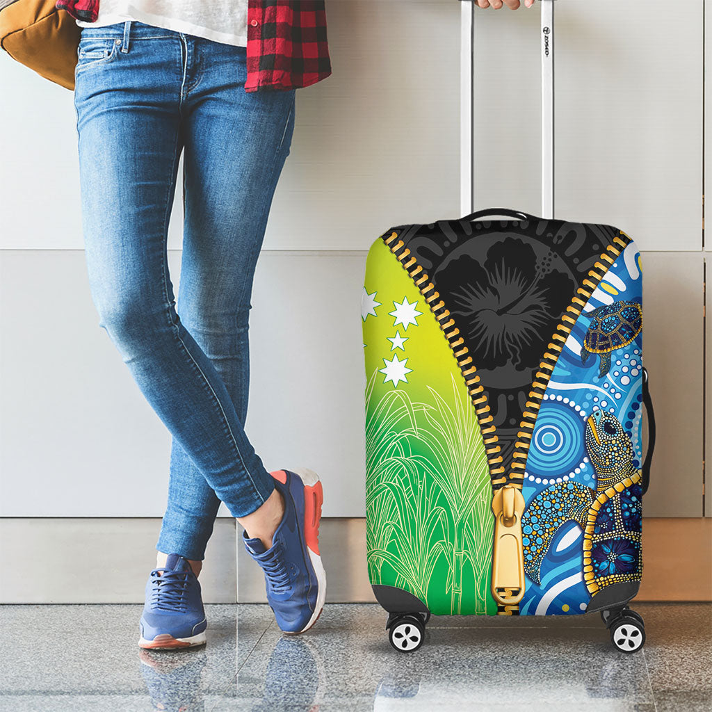 Australian South Sea Islanders National Recognition Day Luggage Cover Aussie Sugar Cane Turtle Aboriginal Style