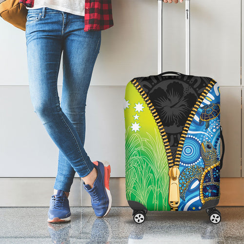 Australian South Sea Islanders National Recognition Day Luggage Cover Aussie Sugar Cane Turtle Aboriginal Style