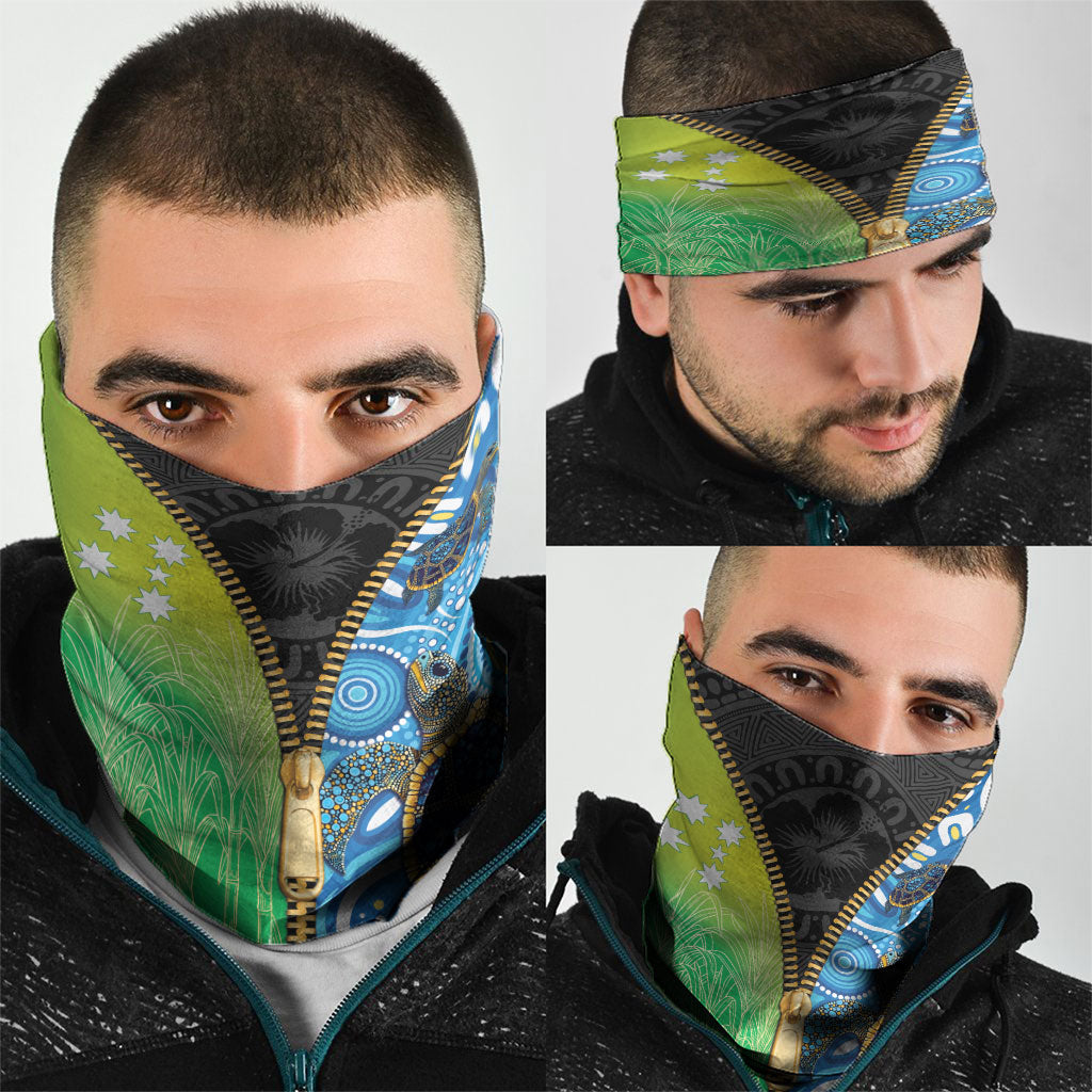 Australian South Sea Islanders National Recognition Day Neck Gaiter Aussie Sugar Cane Turtle Aboriginal Style