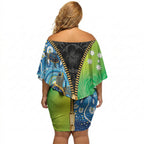 Australian South Sea Islanders National Recognition Day Off Shoulder Short Dress Aussie Sugar Cane Turtle Aboriginal Style