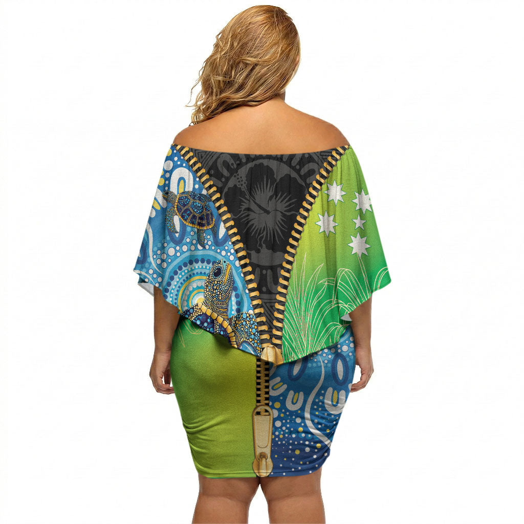 Australian South Sea Islanders National Recognition Day Off Shoulder Short Dress Aussie Sugar Cane Turtle Aboriginal Style