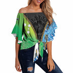 Australian South Sea Islanders National Recognition Day Off Shoulder Wrap Waist Top Aussie Sugar Cane Turtle Aboriginal Style