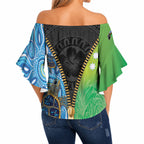Australian South Sea Islanders National Recognition Day Off Shoulder Wrap Waist Top Aussie Sugar Cane Turtle Aboriginal Style