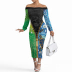 Australian South Sea Islanders National Recognition Day Off The Shoulder Long Sleeve Dress Aussie Sugar Cane Turtle Aboriginal Style