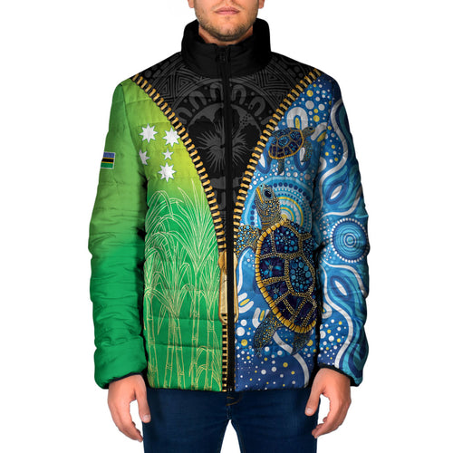 Australian South Sea Islanders National Recognition Day Padded Jacket Aussie Sugar Cane Turtle Aboriginal Style